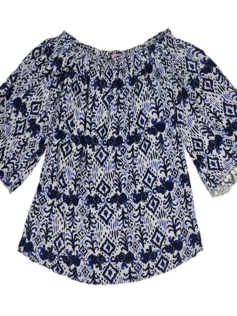 Lilly Pulitzer Navy & White Printed Off-Shoulder Tunic